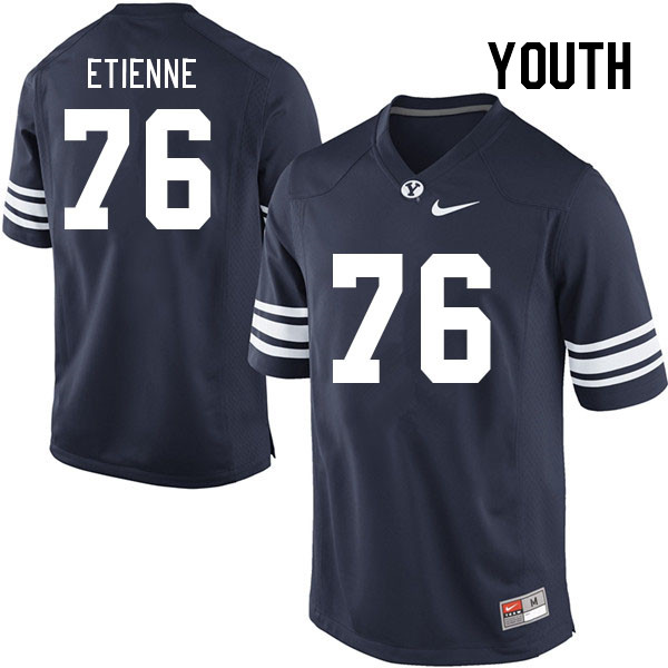 Youth #76 Caleb Etienne BYU Cougars College Football Jerseys Stitched Sale-Navy